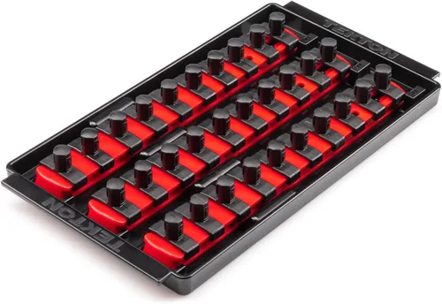 Miniatura 12 de TEKTON 3/8 Pulgadas de accionamiento x 8 Pulgadas de riel de enchufe, 10 clips (negro) OSR11210 Fabricado en EE. UU