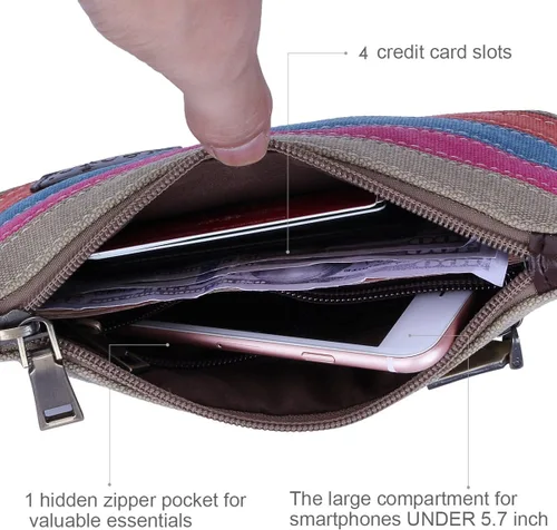 Miniatura 2 de Lecxci estuche de lona para Smartphone, cartera para iPhone 66S Plus77Plus, para mujer.