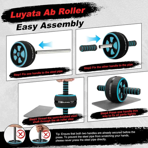 Miniatura 2 de Rueda para abdominales, kit de ruedas de ejercicio abdominal 10 en 1 con bandas de resistencia, alfombrilla para rodillas, cuerda de saltar, barra