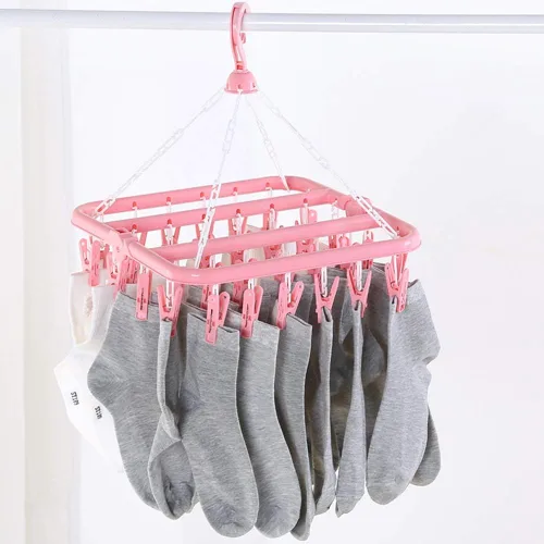 Miniatura 3 de Clip and Drip Hanger Percha de ropa Tendedero de secado 32 clips (rosa)