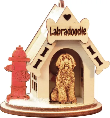 Miniatura 19 de Basset Hound Dog Tea Light Display Adorno de Navidad de madera para árbol de Navidad
