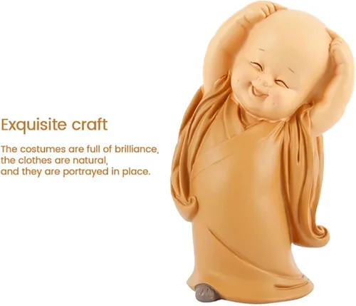 Miniatura 7 de Estatuilla de monje para decoración del hogar, estatua de Buda, figura de monje zen, lindo adorno de resina, mobiliario decorativo, arte chino