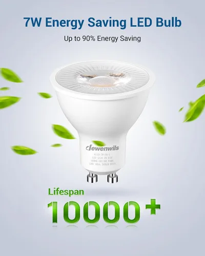 Miniatura 5 de DEWENWILS Paquete de 6 bombillas LED GU10 regulables, 3000 K blanco cálido GU10 de repuesto para iluminación de pista, 500 LM, 7 W