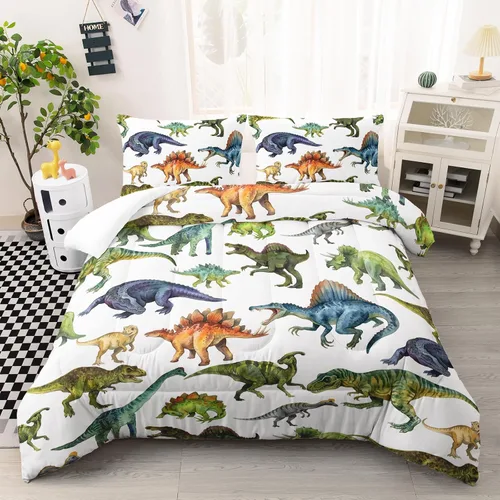 Miniatura 22 de AILONEN Juego de ropa de cama con estampado de gato en acuarela, tamaño individual con gatos y huellas para niños y niñas, juego de edredón suave