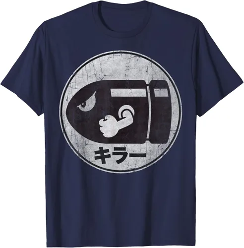 Miniatura 52 de Super Mario Camiseta con logotipo de Bullet Bill Distressed en Kanji