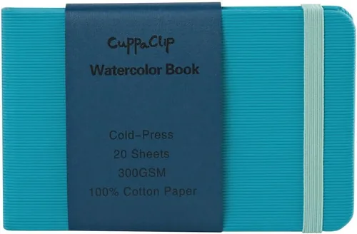 Miniatura 14 de CuppaClip Papel de acuarela de algodón prensado en caliente con bolsillo interior, cuaderno de bocetos de acuarela, diario como cuaderno de viaje