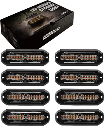 Miniatura 7 de WINECO Luces estroboscópicas LED ámbar para camiones, 8 piezas, 12 luces LED estroboscópicas intermitentes de montaje en superficie, kit de luces