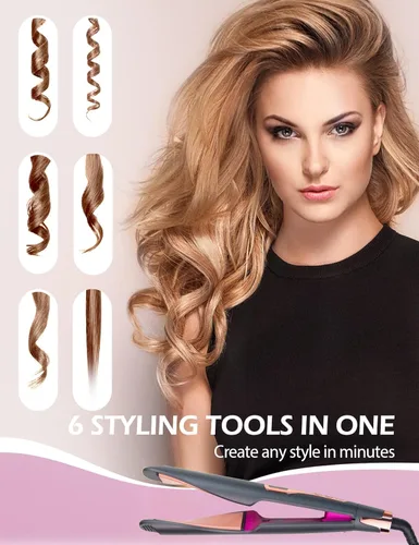 Miniatura 7 de ANGENIL Plancha Plana de Cerámica Pro Twist de 1 Pulgada, Alisador y Rizador de Cabello de Doble Voltaje 2 en 1, Multi-Estilizadores Plancha Plana