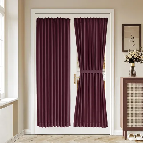 Miniatura 23 de Vatge - Cortinas autoadhesivas para puerta francesa, tratamiento de ventana con filtro de luz sin varillas ni perforaciones para puertas de cristal