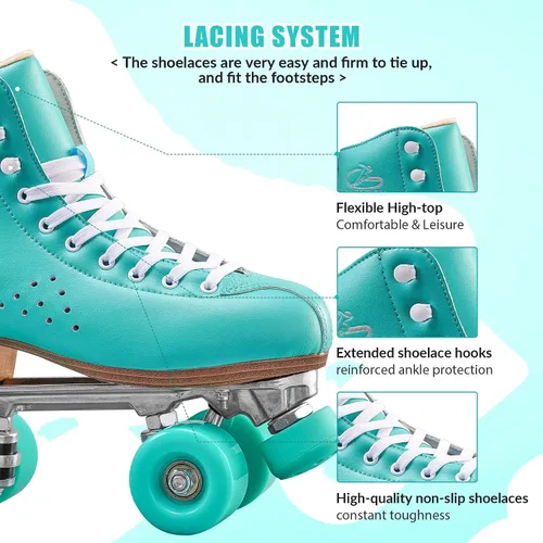 Miniatura 4 de PAPAISON Patines de ruedas para mujeres y hombres, de lujo de 2 capas de microfibra de cuero de doble fila - Patines clásicos de ruedas para niñas