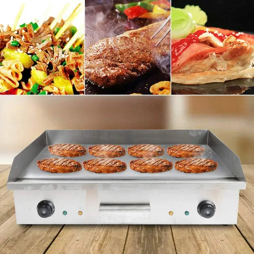 Parrilla eléctrica comercial de 3000 W, parrilla superior plana de 29 pulgadas, parrilla antiadherente Teppanyaki de acero inoxidable con