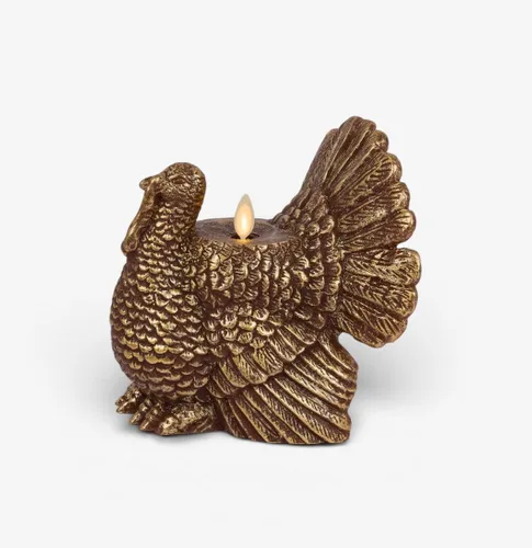 Miniatura 8 de Luminara Decoración de cosecha de otoño sin llama, vela LED figural de pavo, color natural, Adobe, 5.3 x 7.5 pulgadas, llama móvil de cera real