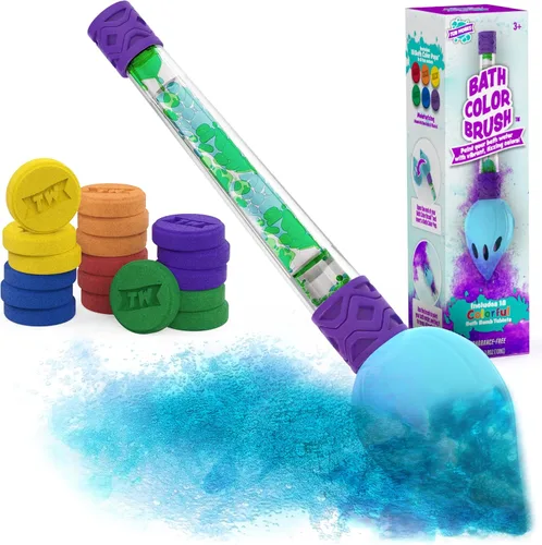 Tub Works® Bath Color Brush™ - Juego de bombas de baño para niños | No tóxico y sin fragancia | Usa el pincel para pintar agua con colores vibrantes
