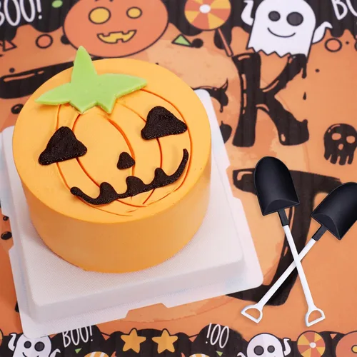Miniatura 6 de OaaXbbECco Cucharas con forma de pala de novedad, cucharas de postre de plástico desechables (50 negro+blanco modelo 2)