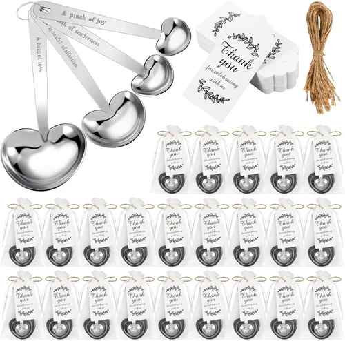 Umigy Juego de 30 cucharas medidoras en forma de corazón, cucharas de té, regalos de boda, baby shower, para invitados, juego de bolsa de organza