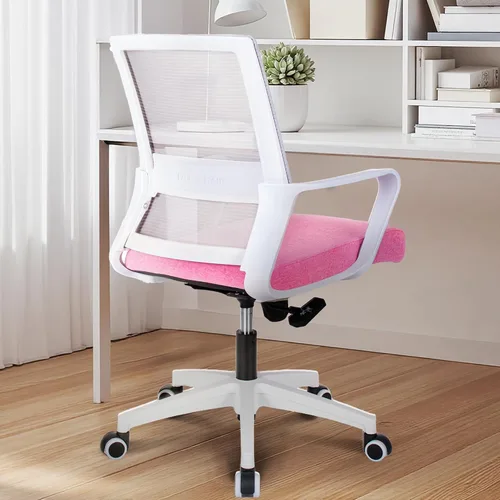 Miniatura 6 de NEO CHAIR Silla de escritorio de oficina para videojuegos, silla ergonómica de malla con respaldo medio con ruedas rodantes, soporte lumbar, cómoda