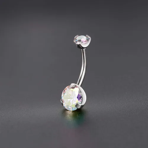 Miniatura 7 de PEAKLINK Piercing de ombligo de titanio de 0.45 oz, joyería para el ombligo, barra de ombligo roscada internamente con doble circonita cúbica