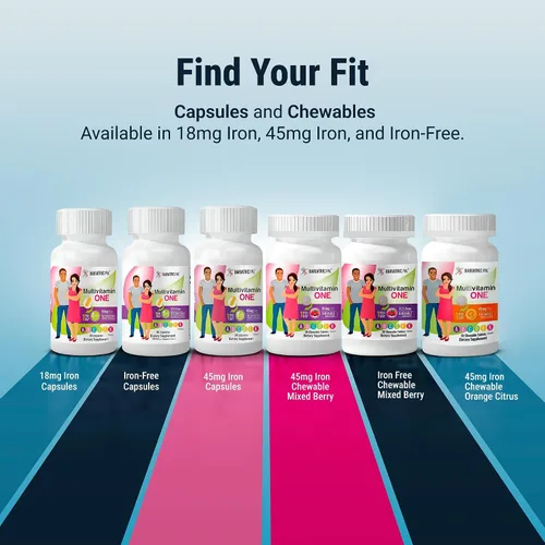 Miniatura 8 de BariatricPal Multivitamínico UNO 1 por día! Cápsula multivitamínica bariátrica con 60 mg de hierro Cápsula fácil de tragar Vitamina