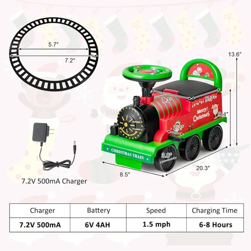 Miniatura 6 de Costzon Juguetes para montar, tren eléctrico de 6V con pistas, asiento con almacenamiento, luces intermitentes y música, respaldo, dispositivo Verde