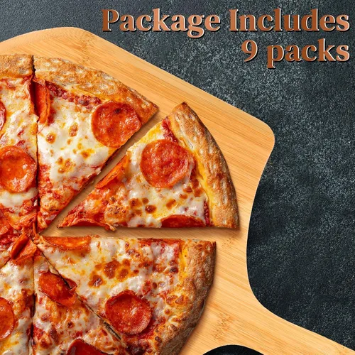 Miniatura 5 de Gerrii 9 piezas de madera para pizza de 15.75 pulgadas, tabla de cortar de bambú para tarta, espátula de paleta con mango para hornear, horno