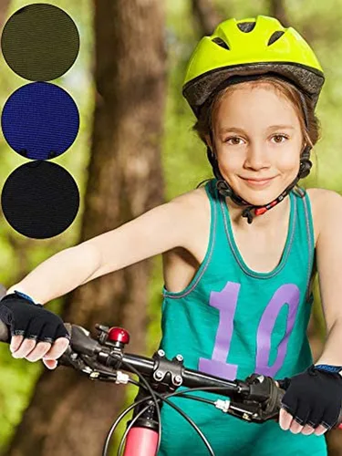 Miniatura 2 de 3 pares de guantes de medio dedo para niños guantes de deporte antideslizantes guantes de gel para niños ciclismo ciclismo