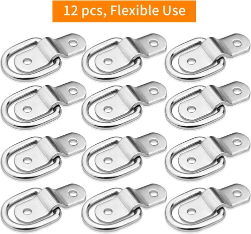Miniatura 4 de Anclaje de amarre con anilla en D de 1/4 de pulgada para montaje en superficie resistente, anillos de amarre para montaje en piso, 2400 libras