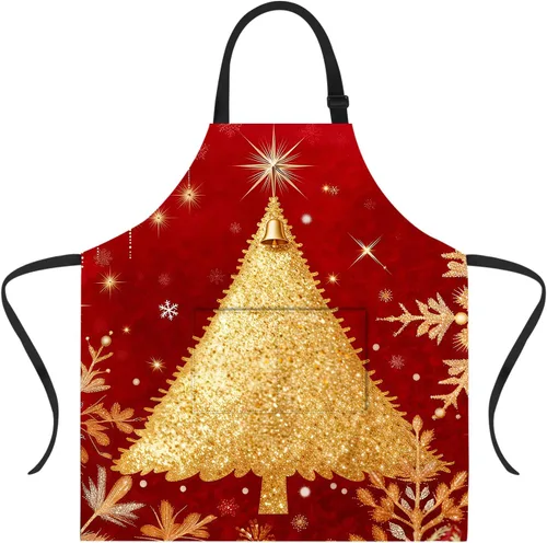 Miniatura 54 de ANNA QUEEN Delantal de Feliz Navidad para mujeres y hombres con bolsillos, delantal de muñeco de nieve, delantal de cocina ajustable para cocinero