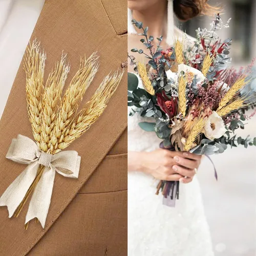 Miniatura 3 de Tallos de trigo seco de 17.7 pulgadas, 100 tallos de flores secas 100% trigo natural para el hogar, cocina, oficina, arreglo floral, mesa de boda
