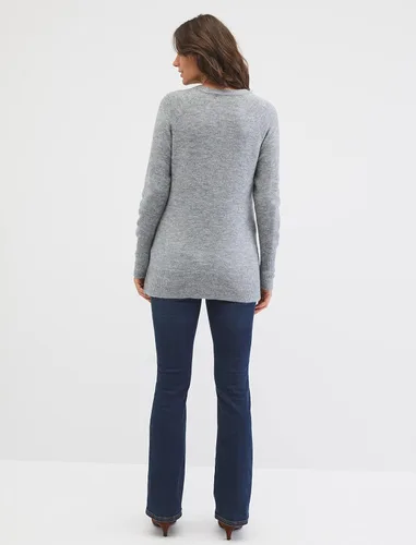 Miniatura 2 de Motherhood Maternity Suéter tipo túnica con cuello redondo para mujer