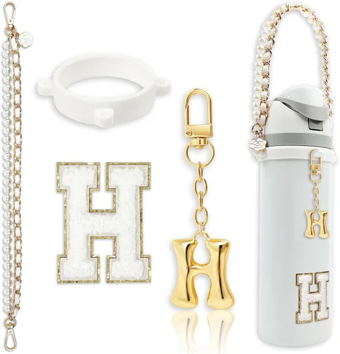 Miniatura 11 de Letter Handle Strap Accessories with Cute Initial Charm Compatible with Owala Water Bottle 24oz 32oz 40oz Owala Kids Púrpura
