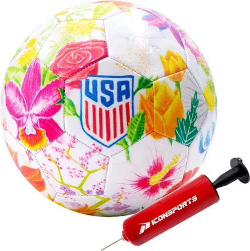 Icon Sports Balón de fútbol con licencia oficial de la Federación de Fútbol de los Estados Unidos, USSF149BL, color blanco, talla 5