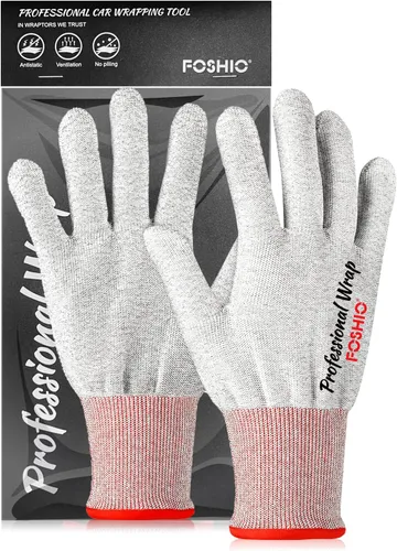 FOSHIO Guantes de vinilo con envoltura - Herramienta profesional de aplicación antiestática, guantes de trabajo libres de polvo de fibra de carbono