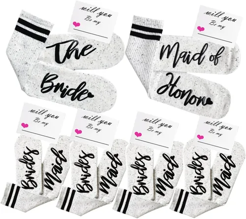 Miniatura 13 de WIFFGO Regalos de dama de honor para mujeres, regalos de despedida de soltera, calcetines peludos de compromiso, lindos calcetines de novia, regalos