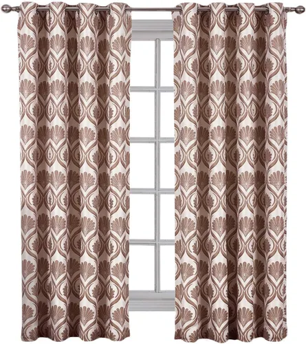 Royal Hotel Bedding Jacqueline - Juego de 2 paneles de cortina jacquard con ojales superiores, color chocolate, par de 108 x 63 pulgadas