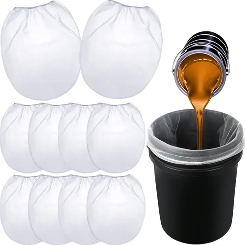 Miniatura 10 de Patelai 200 bolsas de filtro de pintura de 5 galones de malla fina regular/coladores elásticos para uso con pulverizadores de pintura (blanco)