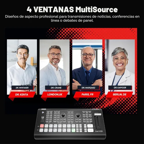 Miniatura 5 de Osee GoStream Duet 8 ISO, conmutador de video de 8 canales con 4 4K-HDMI, 4 SDI y 4 NDI HX/ 4 SRT/4 RTMP/2 Webcam. 2 XLR Audio, 8 diseños, grabación