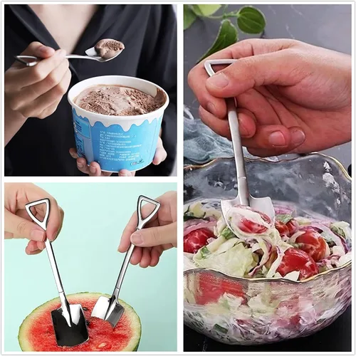 Miniatura 2 de Juego de cucharas de postre, 4 cucharas de acero inoxidable de 6 pulgadas, cuchara de fruta para helado para el hogar, cocina o restaurante