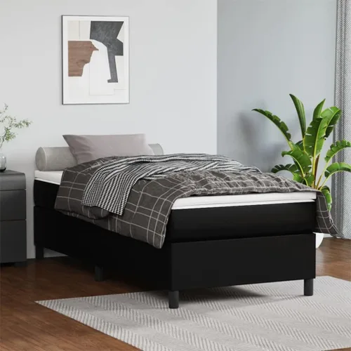Marco de cama con somier, color negro, 39.4 x 79.9 pulgadas, tamaño individual XL, piel sintética, peso: 55.116 libras
