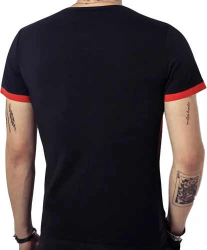 Miniatura 5 de kuboyee Mens Slim Fit Cotton T-Shirt Short Sleeve Crew Neck Contrast Gradient Color Stitching Tops Fashion Shirts Casual Tee
