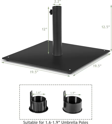 Miniatura 5 de Tangkula Base de sombrilla de patio de 35 libras, soporte de sombrilla resistente de 20 pulgadas, base cuadrada para sombrilla con almohadillas