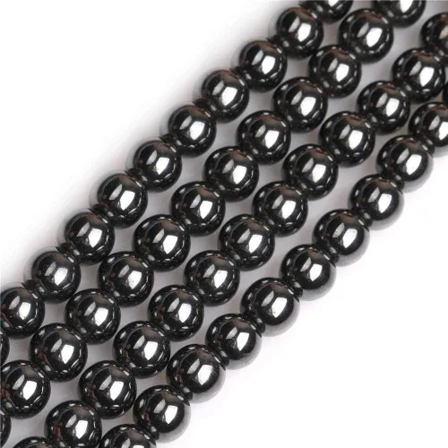 Miniatura 13 de GEM-Inside - Cuentas sueltas de hematita negra natural no magnética de 0.079 pulgadas, cuentas redondas de energía para fabricación de joyas, 15