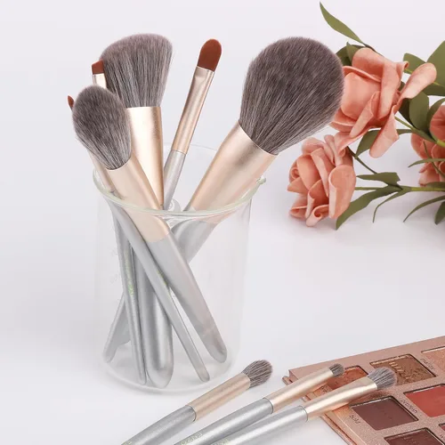 Miniatura 8 de ENZO KEN Juego de brochas de maquillaje de fibra natural y pelo de cabra profesional, juego de brochas de maquillaje de cabello combinado