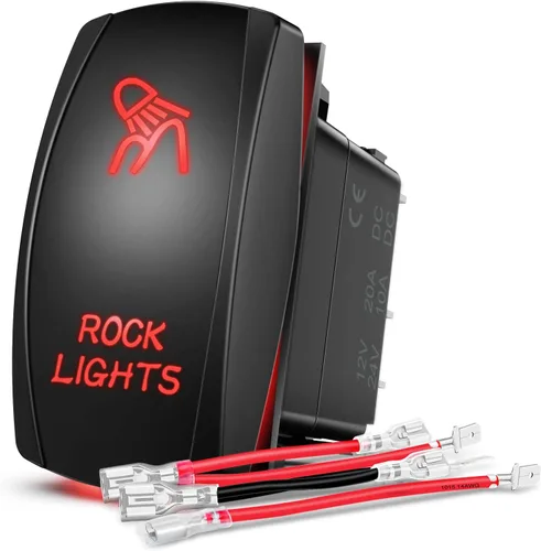 Miniatura 23 de Nilight NI-RS05 Interruptor basculante de barra de luz LED de 5 pines con láser, luces traseras, 20 A/12 V, 10 A/24 V, juego de cables de puente, 2