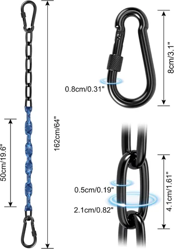 Miniatura 5 de Cadena de silla colgante de 64 pulgadas (2) + 4 eslabones rápidos gratis, rodamiento de carga de 1000 libras, columpios para patio