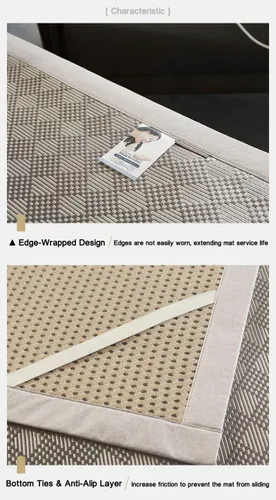 Miniatura 5 de Tapete cuadrado de enfriamiento para cama, tapete de ratán de seda de hielo, Jacquard plegable mezclado seda de hielo y alfombrilla de ratán