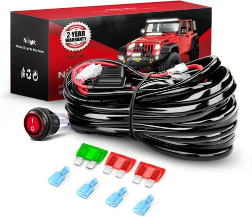 Miniatura 13 de Nilight Kit de arnés de cableado de barra de luz LED de cobre, 1 cable de 12 AWG resistente 12 V, interruptor de encendido y apagado, fusible
