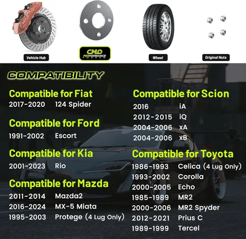 Miniatura 3 de Customadeonly Espaciadores de rueda centrados de 0.118 pulgadas (0.118 in) de 4 x 100 pulgadas, compatibles con 124 Spider Escort Rio Sephia Spectra