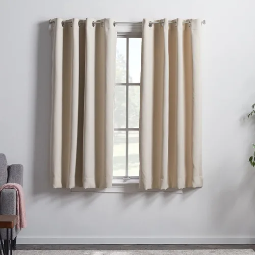 Miniatura 30 de Linenspa Juego de 2 paneles de cortinas 100% opacas, cortinas azul marino de 63 pulgadas de largo, aislamiento térmico, reducción de ruido