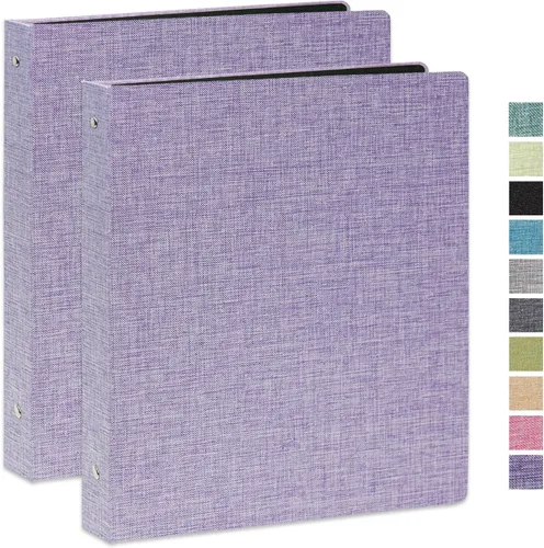 Miniatura 12 de Carpeta de tres anillos con portapapeles, cubierta de lino, carpeta de 1 pulgada para papel de 8.5 x 11 pulgadas, 2 bolsillos interiores de papel