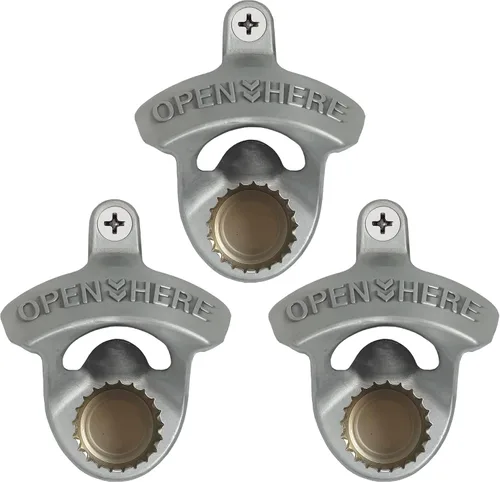 Miniatura 21 de Abrebotellas de cerveza magnética negra para montar en la pared, con imanes incrustados, 5 unidades Negro